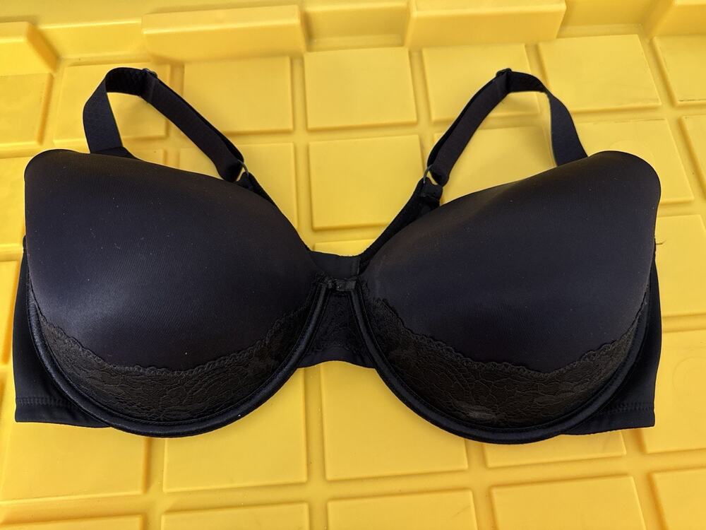 Vanity Fair Black Bra 40DD Beauty Back Lace Spandex 76382 Adjustable Straps